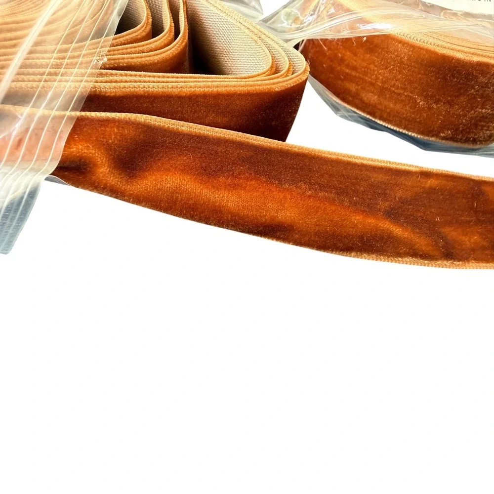 YOOGCORETT Velvet Ribbon 3 Rolls 15 Yards Light Brown New 1 Inch Craft‎ Trim